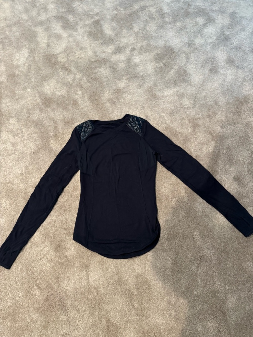 lululemon athletica Black Long-Sleeve Top with Quilted Shoulder Panels